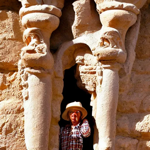 Prompt: a goblin with blonde long hair visiting Valle dei Templi, Agrigento, Italy