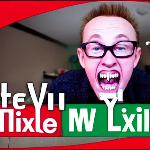 Prompt: YouTube thumbnail of new MrTLexify mukbang video, MrTLexify makes a surprised face