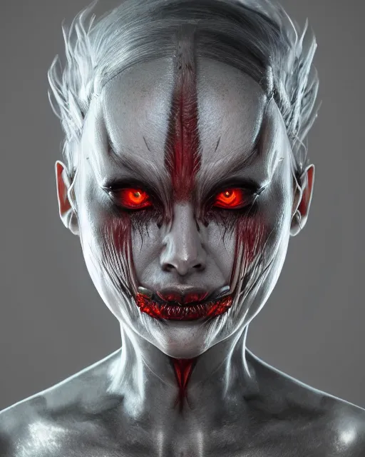 Image similar to headshot portrait of nightmare queen inspired by anatomy, detailed, textured, realistic, unreal engine, cgsociety, cinematic lighting, concept art