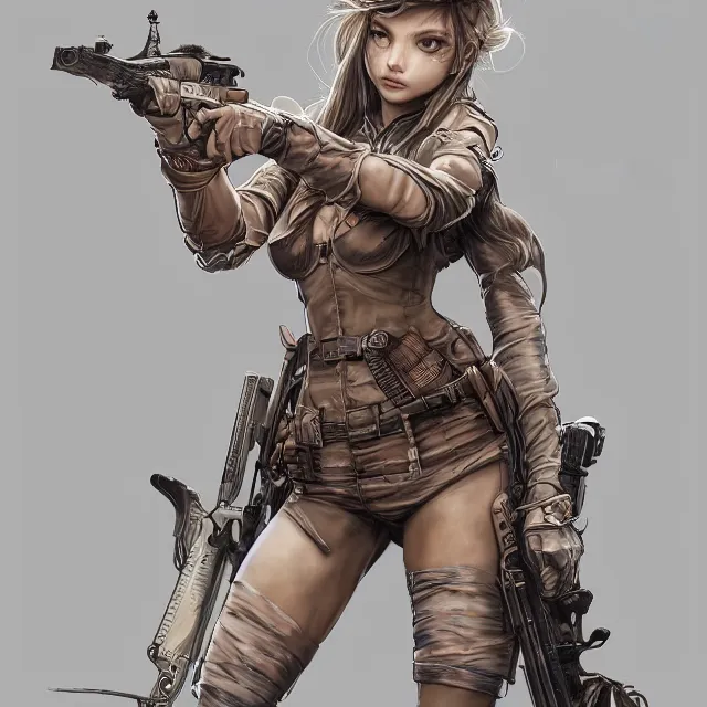 Prompt: the portrait of lawful a neutral colorful female infantry gunner as absurdly beautiful, gorgeous, elegant, young swimsuit model looking straight, an ultrafine hyperdetailed illustration by kim jung gi, irakli nadar, intricate linework, incredibly detailed faces, extremely sharp focus, octopath traveler, unreal engine 5 highly rendered, global illumination, radiant light, detailed and intricate environment