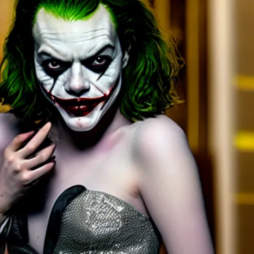 Image similar to stunning beautiful awe inspiring Emma Stone as The Joker 8k hdr