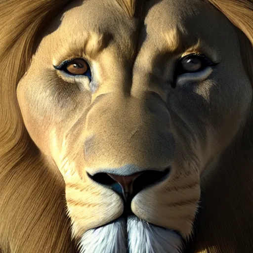 Image similar to A life-size lion made out of jello, zbrush model, weta digital, subsurface scattering, perfect render