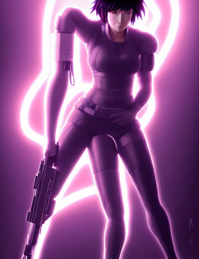 Image similar to a fullbody portrait of motoko kusanagi the major ghost in the shell : : stand alone complex, under repairs, maintenance : : by ilya kuvshinov, rossdraws, artgerm, sola digital arts, anti aliasing, raytracing : :