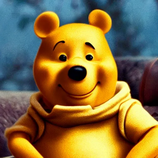 Image similar to Live action winnie the pooh, played by Nicolas Cage