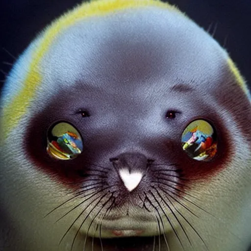 Image similar to “beautiful multicolor baby harp seals Papua New Guinea, photo from National Geographic”