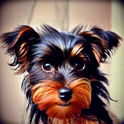 Prompt: “curly hair black and brown Yorky”