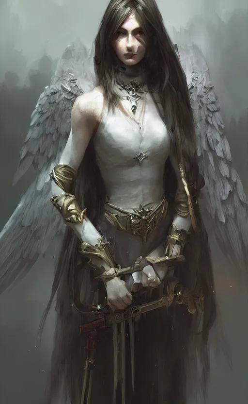 Prompt: Angel knight gothic girl, volumetric lighting, digital painting, highly detailed, artstation, sharp focus, illustration, concept art, ruan jia, steve mccurry