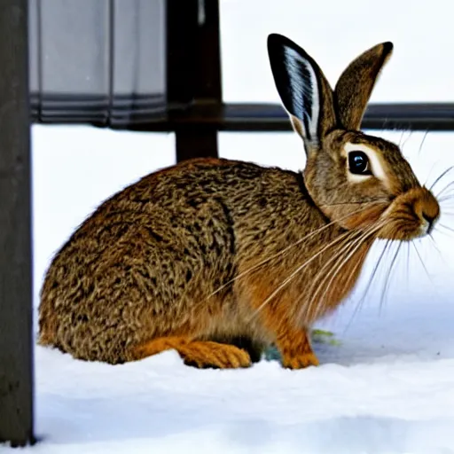 Prompt: the hare went out on the porch to scratch his egg