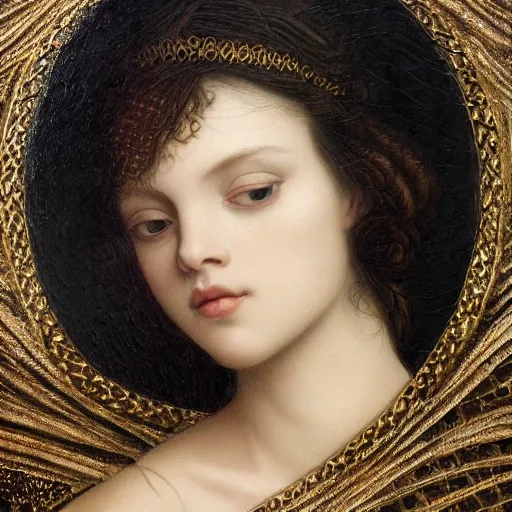 Image similar to highly detailed portrait of a beautiful cute girl with birds, endless black hair, with pale skin, fibonacci, fragile, sitted on an intricate stone throne by nicola samuri, by dino valls, m. w. kaluta, rule of thirds, seductive look, 4 k resolution