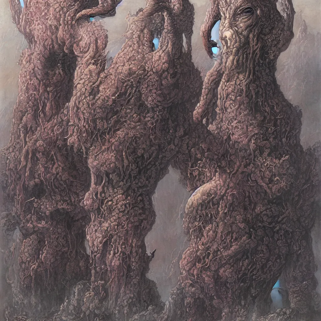 Image similar to a portrait of a character in a scenic environment by Wayne Barlowe