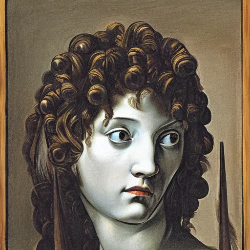 Image similar to Caravaggio-style portrait of Medusa