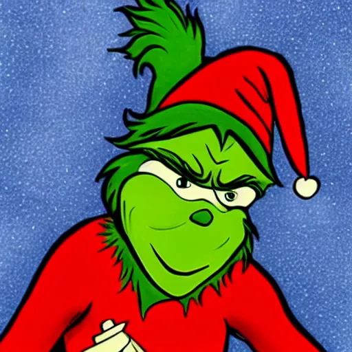 Prompt: the Grinch , flipping you off