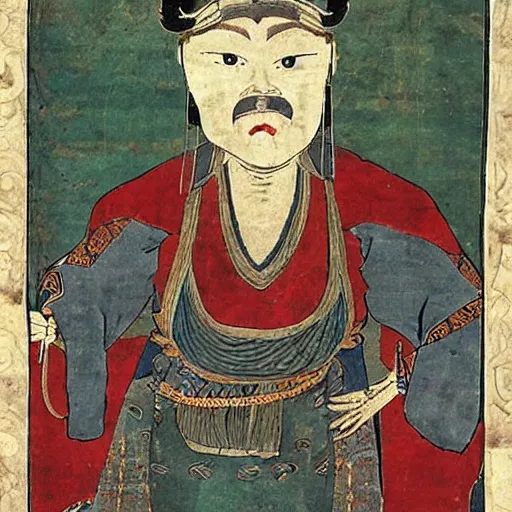 Prompt: tom waits as a mongol khan, chinese medieval art