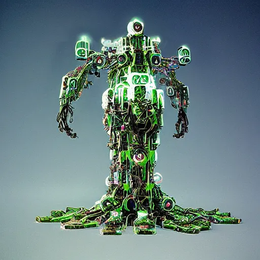 Prompt: hyperdetailed led tree mech by michael Whelan