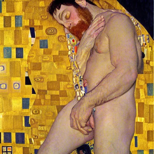 Image similar to a man laying in the sun, full body, Gustav Klimt painting