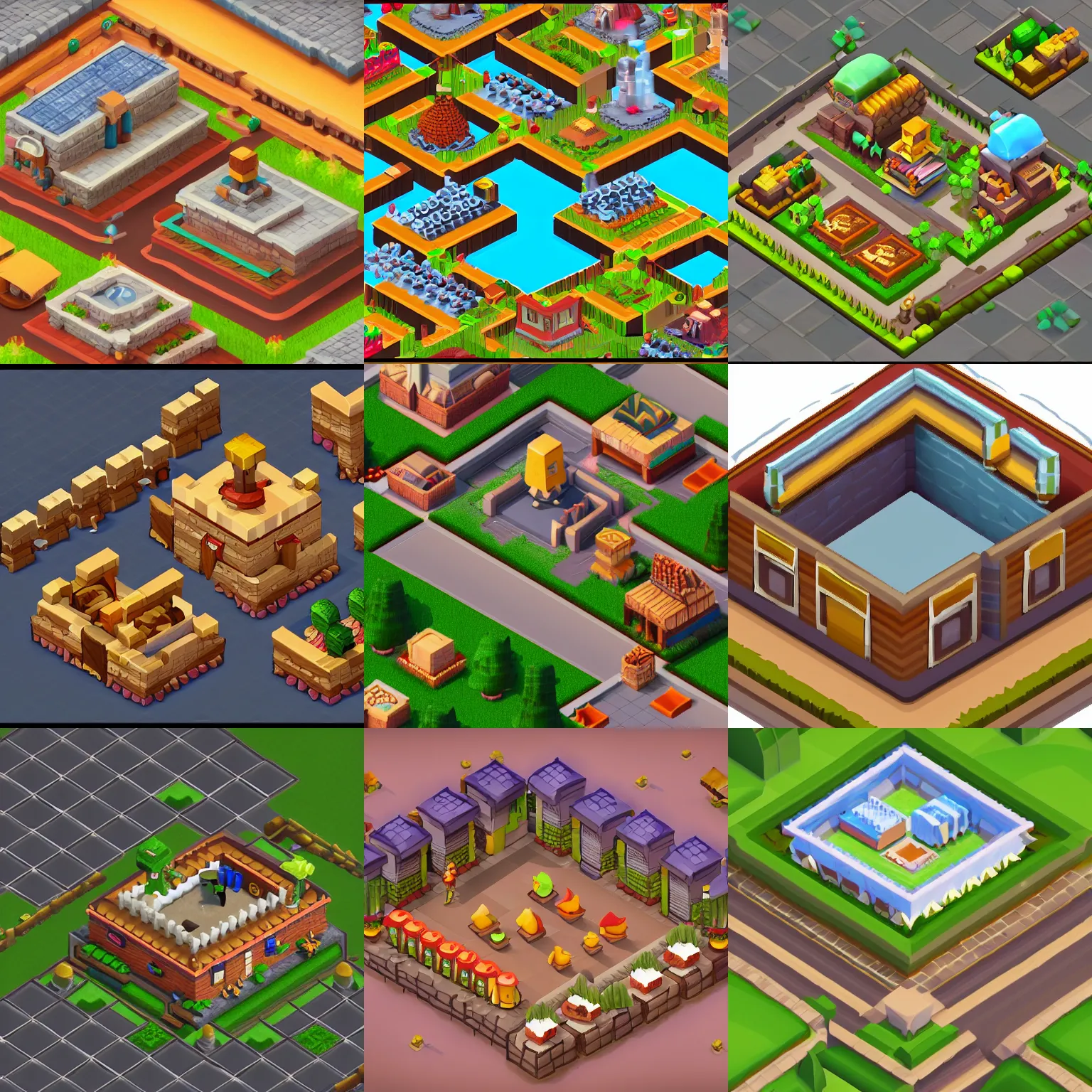 Prompt: isometric view of a bakery building sprite, clash of clans style, game dev art