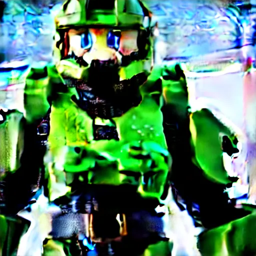 Image similar to Super Mario as Master Chief, highly detailed, extremely high quality, HD, 4k, 8k, Canon 300mm, professional photographer, 40mp, lifelike, top-rated, award winning, realistic, detailed lighting, detailed shadows, sharp, no blur, edited, corrected, trending