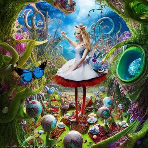 Image similar to alice in wonderland, by vincent callebaut and sandra chevrier and phillipe druillet, trending on artstation hq, deviantart, pinterest, 4 k uhd image