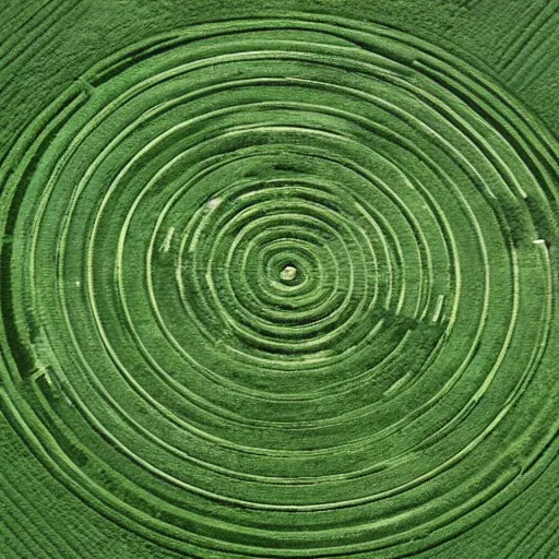 Image similar to spooky crop circles seen from a helicopter