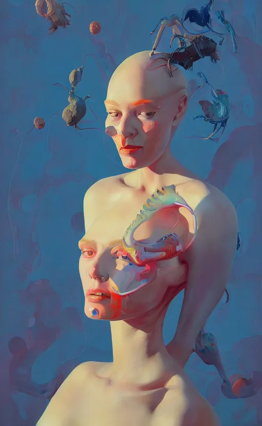 Image similar to Portrait of a cute woman, very coherent, painted by painted by Benjamin Björklund, painted by Edward Hopper, Wayne Barlowe, painted by James Gilleard, airbrush, art by JamesJean