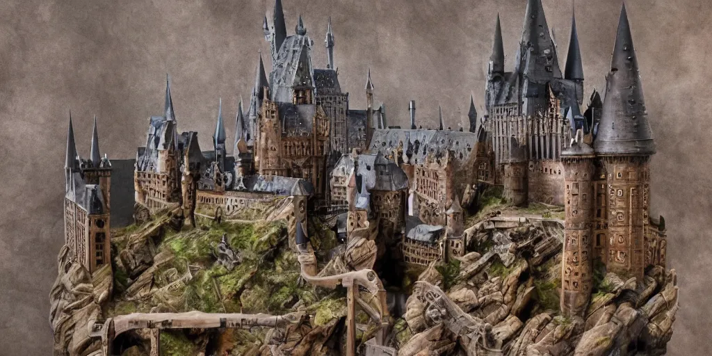 Image similar to insanely detailed long shot of hogwarts castle, intricate