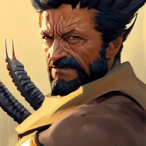 Image similar to Greg Manchess portrait painting of Wolverine as Overwatch character, medium shot, asymmetrical, profile picture, Organic Painting, sunny day, Matte Painting, bold shapes, hard edges, street art, trending on artstation, by Huang Guangjian and Gil Elvgren and Sachin Teng