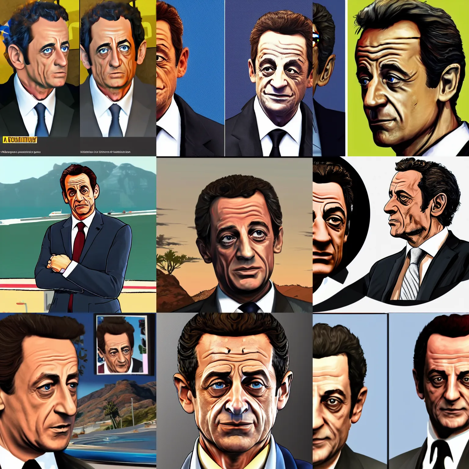 Prompt: Nicolas Sarkozy in GTAV art style