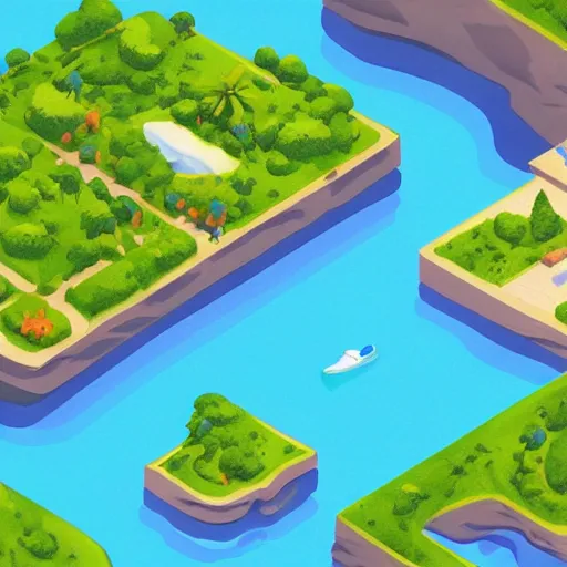 Prompt: isometric island on gray background, isometric invironment, 3d art, isometric art, high detail, artstation, concept art, behance, ray tracing, smooth, sharp focus, ethereal lighting