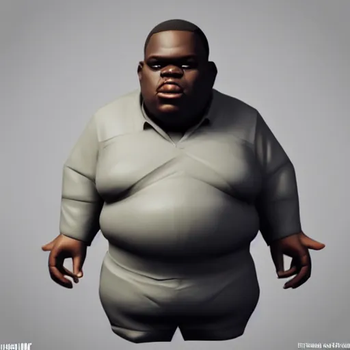 Image similar to Low-poly Clay render of a cute notorious BIG; trending on artstation, Octane render, Unreal Engine, highly detailed