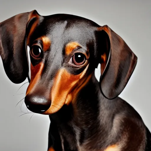 Prompt: realistic photo of a dachshund with enormous ears, studio lighting