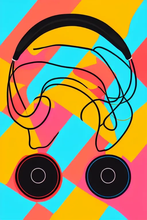 Prompt: minimalist boho style art of colorful headphones, illustration, vector art