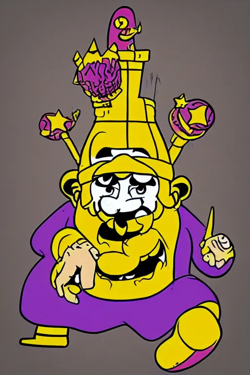 Prompt: “ wario in the style of the art of hylics ”