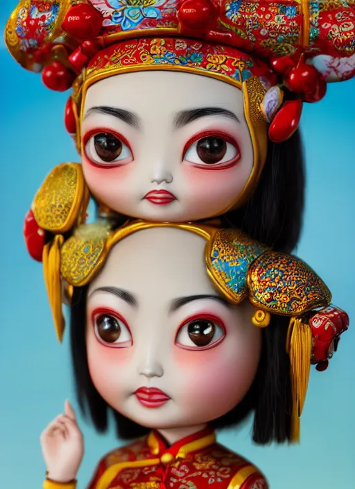 Image similar to closeup profile portrait of tin toy china cheongsam girl, bikini, depth of field, zeiss lens, detailed, symmetrical, centered, fashion photoshoot, by nicoletta ceccoli, mark ryden, lostfish, breathtaking, 8 k resolution, extremely detailed, beautiful, establishing shot, artistic, hyperrealistic, octane render