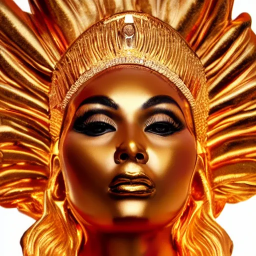 Image similar to golden statue of nicki minaj, ultra realistic, 8 k, highly reflective