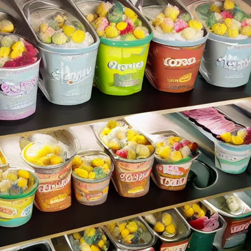 Image similar to Corn Flavored Ice cream tub, store shelf