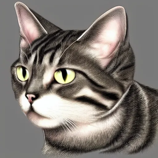 Prompt: a cat with human ears, digital art, realistic human ears