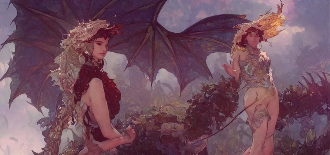 Image similar to beautiful dragon girl by Stanley Artgerm Lau, greg rutkowski, thomas kindkade, alphonse mucha, loish, norman Rockwel