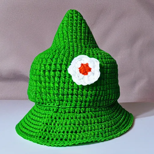 Image similar to crochet shrek bucket hat