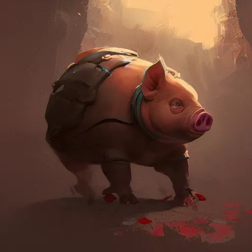 Image similar to 🐷, artstation, Greg rutkowski, Trending artstation,