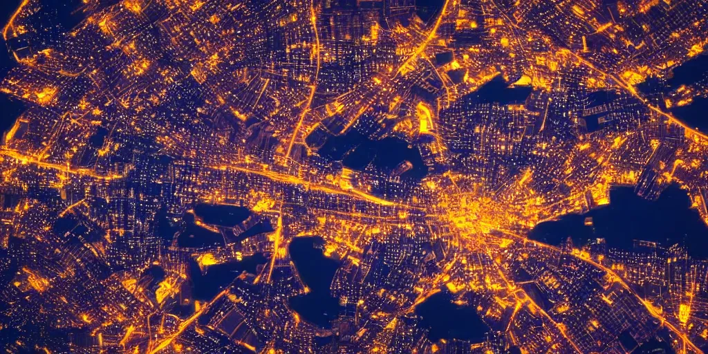 Image similar to futuristic city view at night from a plane