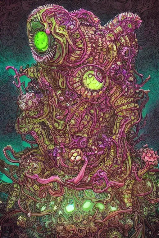 Image similar to creature sushi roots cactus elemental flush of force nature micro world fluo light deepdream a wild amazing steampunk baroque ancient alien creature, intricate detail, colorful digital painting that looks like it is from borderlands and by feng zhu and loish and laurie greasley, victo ngai, andreas rocha, john harris