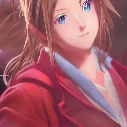 Prompt: beautiful anime, aerith gainsborough, by sakimichan, jeongseok lee, logan cure, ja mong, nick silva, trending artstation