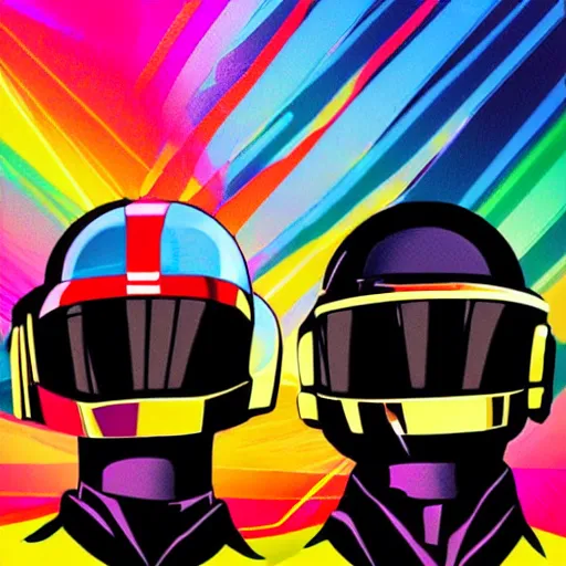 Image similar to daft punk concert in 1 bit art style