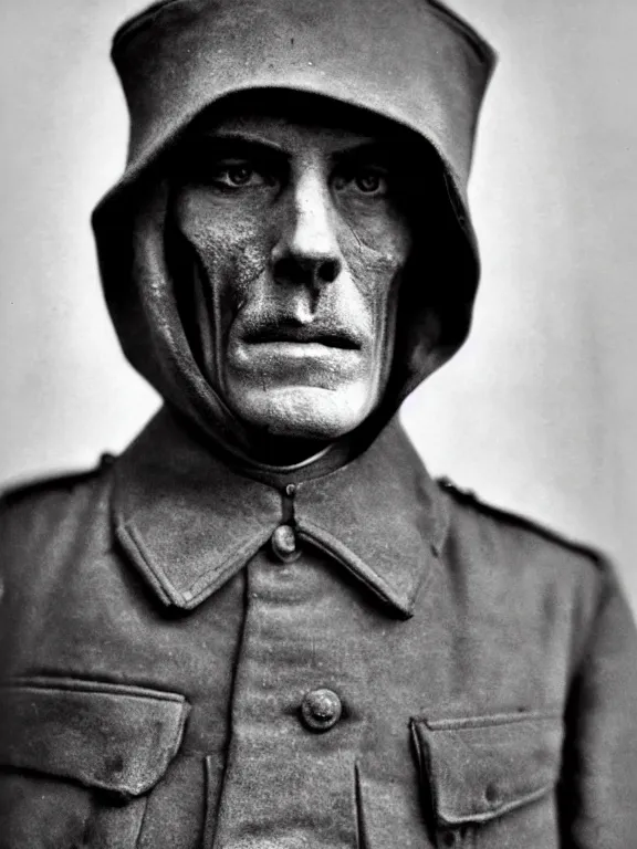 Image similar to portrait of grim reaper, ww1 photo, grainy, high detail, high resolution,