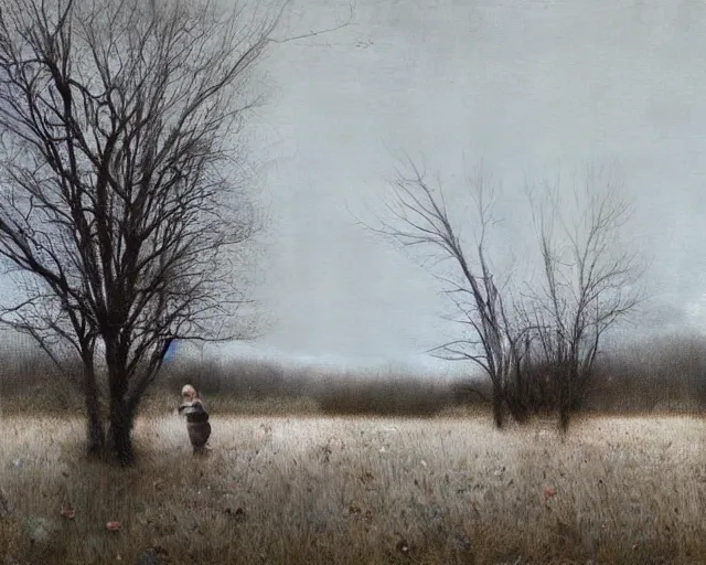 Image similar to A haunted landscape. Lisa Yuskavage.