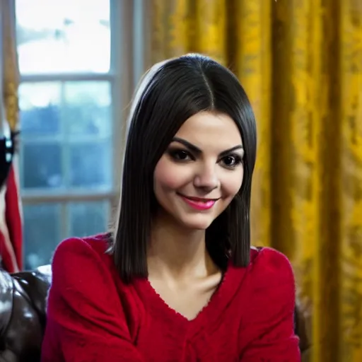 Image similar to victoria justice as joe biden, 8 k resolution, cinematic lighting, anatomically correct