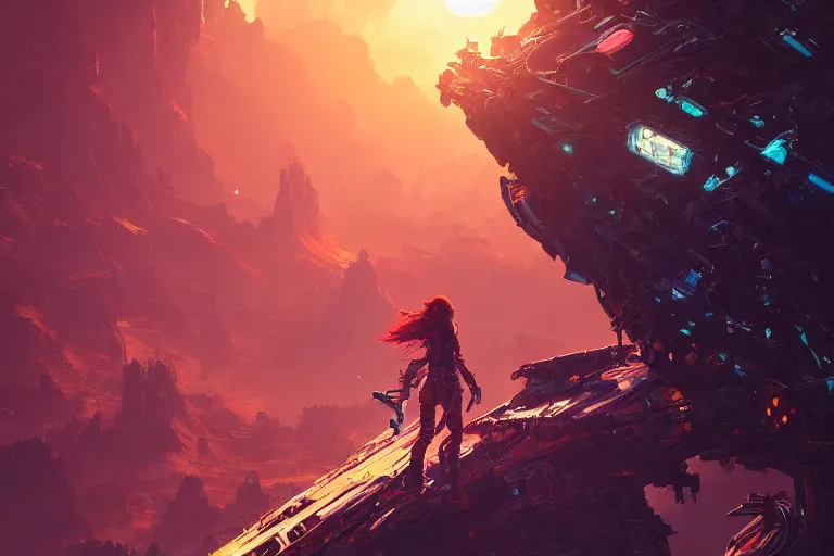 Image similar to slitherfang machine mecanical creature robot of horizon forbidden west horizon zero dawn radiating a glowing aura global illumination ray tracing hdr fanart arstation by ian pesty and alena aenami artworks in 4 k