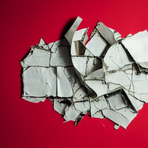 Image similar to photograph of a broken book held together by duct tape. cracks. studio photography with white background