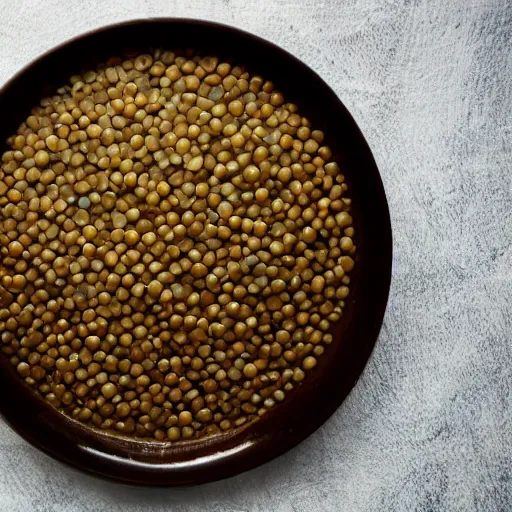 Prompt: a bowl of lentils with tilda swinton face