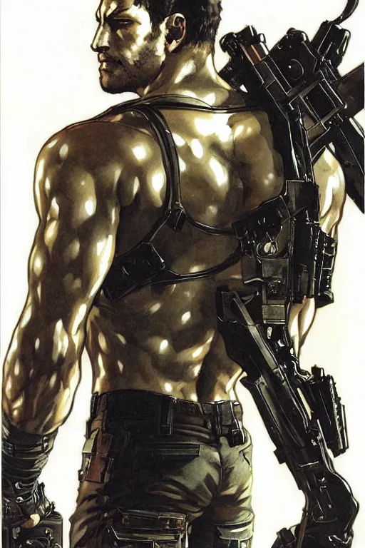 Image similar to chris redfield, painting by j. c. leyendecker, yoji shinkawa, katayama bokuyo